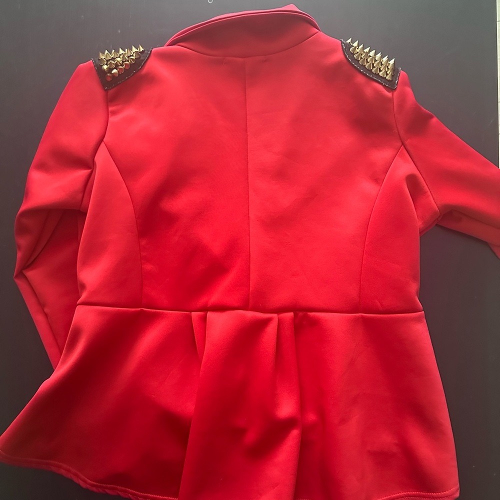 Red peplum spiked blazer - Picture 2 of 3